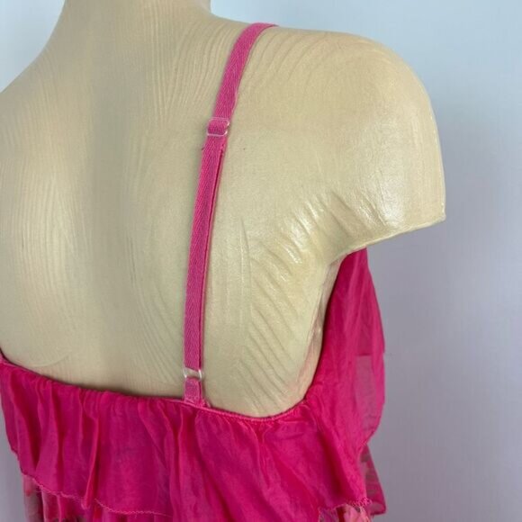 Vintage Bella Amore Women's Small Pink Ruffled Tiered 100% Silk Mini Dress Italy - Picture 6 of 16